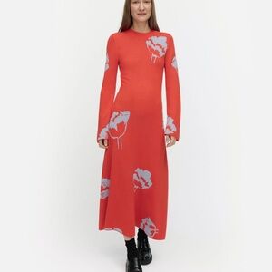 Marimekko Red and Gray Floral Maxi Dress